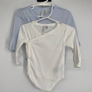 Janie & Jack Baby Pointelle Wrap Bodysuit 3-6 Month Blue & White‎ Unisex